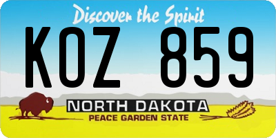 ND license plate KOZ859