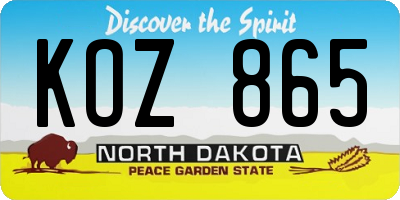 ND license plate KOZ865