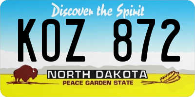 ND license plate KOZ872