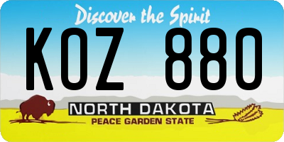 ND license plate KOZ880