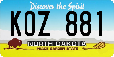 ND license plate KOZ881