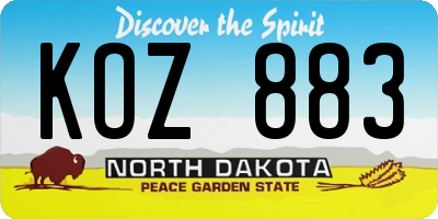 ND license plate KOZ883