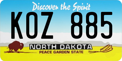 ND license plate KOZ885