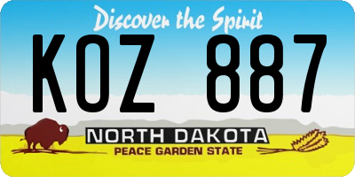 ND license plate KOZ887
