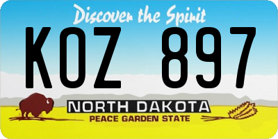 ND license plate KOZ897
