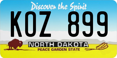 ND license plate KOZ899