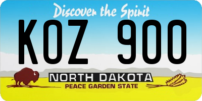 ND license plate KOZ900