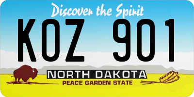 ND license plate KOZ901