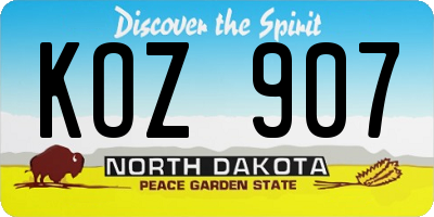 ND license plate KOZ907