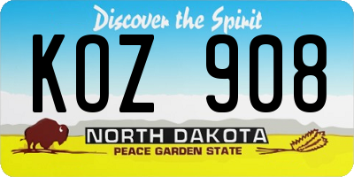 ND license plate KOZ908