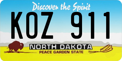 ND license plate KOZ911