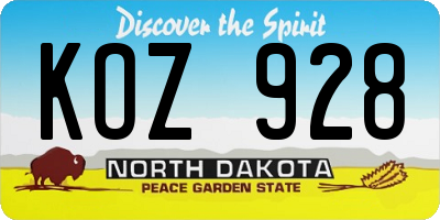 ND license plate KOZ928