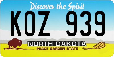 ND license plate KOZ939