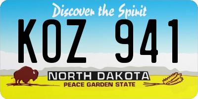 ND license plate KOZ941