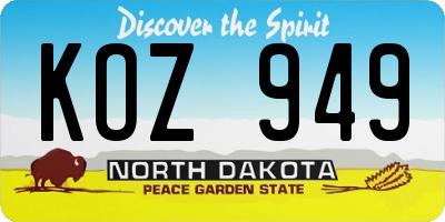 ND license plate KOZ949