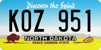 ND license plate KOZ951