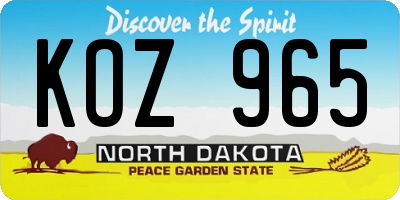 ND license plate KOZ965