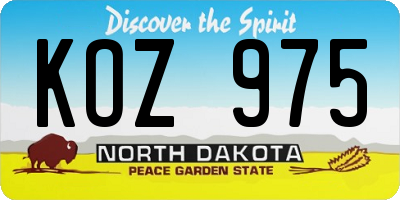 ND license plate KOZ975