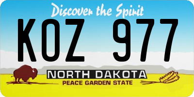 ND license plate KOZ977