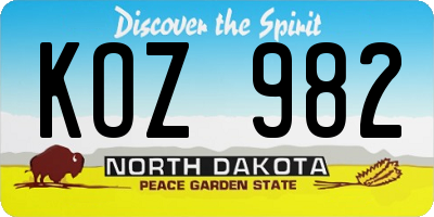 ND license plate KOZ982