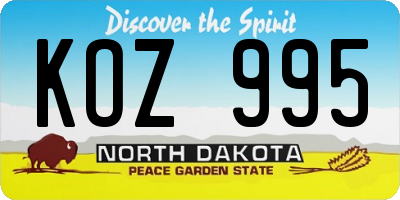 ND license plate KOZ995