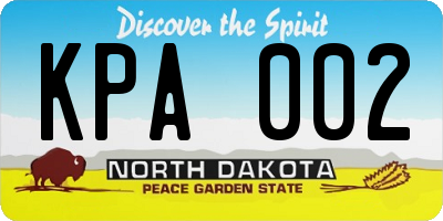 ND license plate KPA002