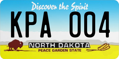 ND license plate KPA004