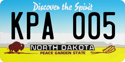 ND license plate KPA005