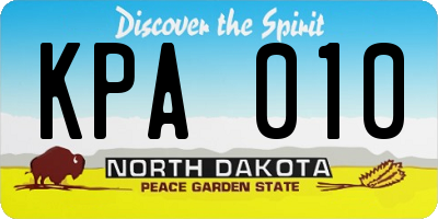ND license plate KPA010