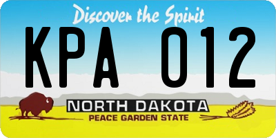 ND license plate KPA012