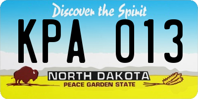 ND license plate KPA013