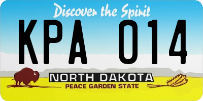 ND license plate KPA014