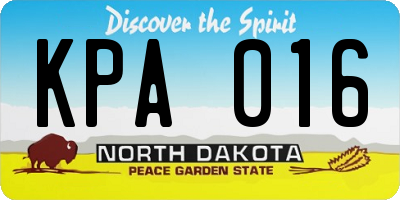 ND license plate KPA016