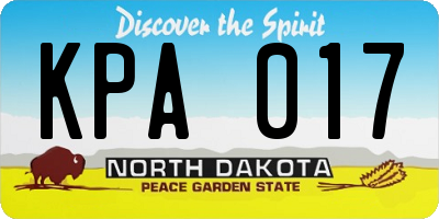 ND license plate KPA017