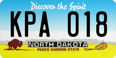ND license plate KPA018