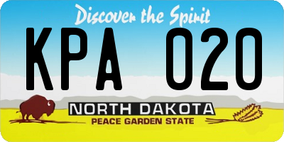 ND license plate KPA020