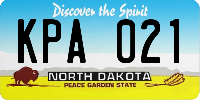 ND license plate KPA021