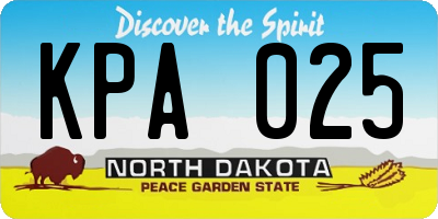 ND license plate KPA025