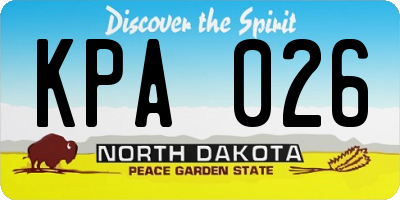 ND license plate KPA026