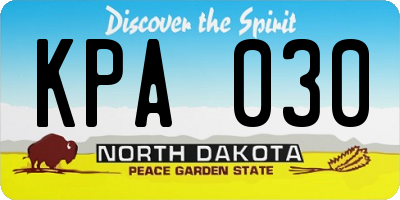 ND license plate KPA030