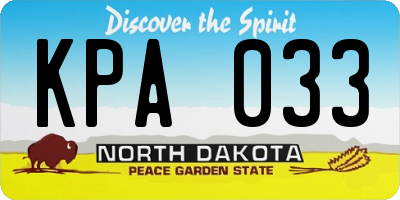 ND license plate KPA033