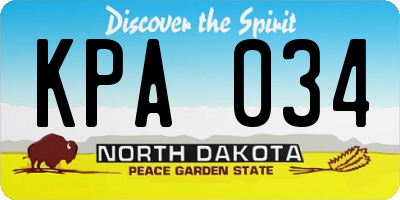 ND license plate KPA034