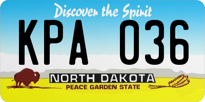 ND license plate KPA036