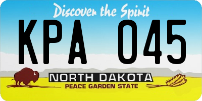 ND license plate KPA045
