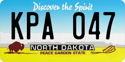 ND license plate KPA047