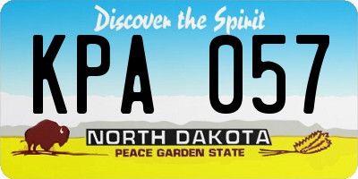 ND license plate KPA057