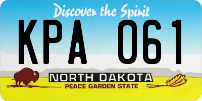 ND license plate KPA061