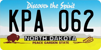 ND license plate KPA062