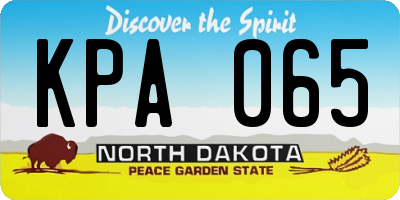 ND license plate KPA065