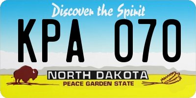ND license plate KPA070